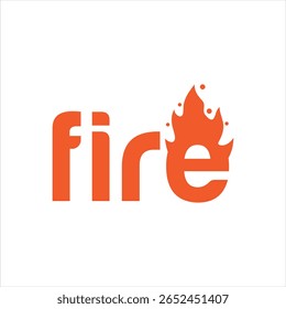 Creative Wordmark Design Featuring the Word Fire with Flame Integration on the Letter E Logo Inspiration