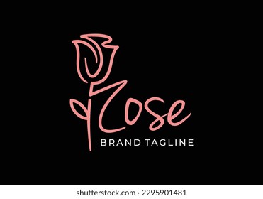 Creative wordmark flower rose logo initial letter R icon design