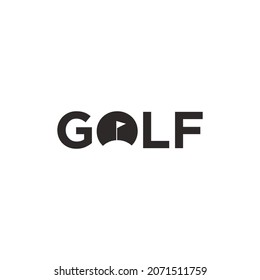 Creative wordmark golf logo, golf hole flag vector icon on white background