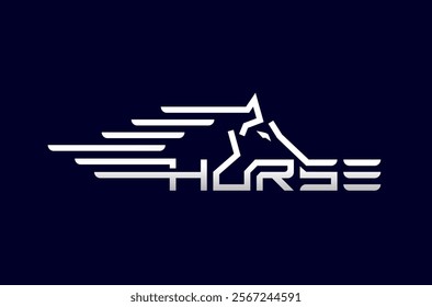 Creative Wordmark Horse Logo Design Logistic Logo Freight Logo Express Delivery Logo Shipping Trucking Service Vector Icon Symbol Silhouette Illustration brand identity business company