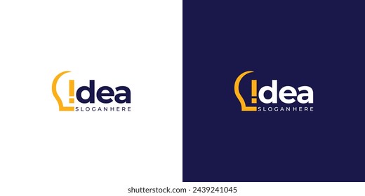 Logo de la idea de marca creativa. Bombilla dentro de la idea de la palabra con estilo minimalista moderno. Letra Idea Logo Icono Símbolo Vector Diseño Inspiración.