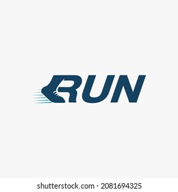 Creative wordmark logo, R for Run logo, Running logo vector template on white background