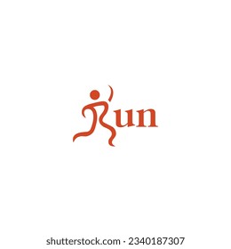 Creative wordmark logo, R for Run logo , Running logo vector template on white background