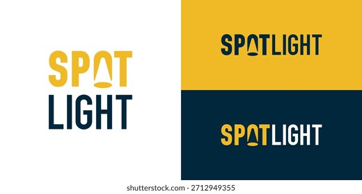 Plantilla creativa del logotipo del punto de mira de la marca. Haz de luz simple en la letra O para la Ilustración vectorial del diseño del logotipo del proyector.