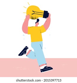 Creative work, brainstorming and ideas, innovative solutions, education and learning concept. Business start concept, flat vector illustration design
