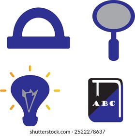 Creative Work Icon Collection: Comprehensive Education Icons for Graphic Illustration Design on a White Background