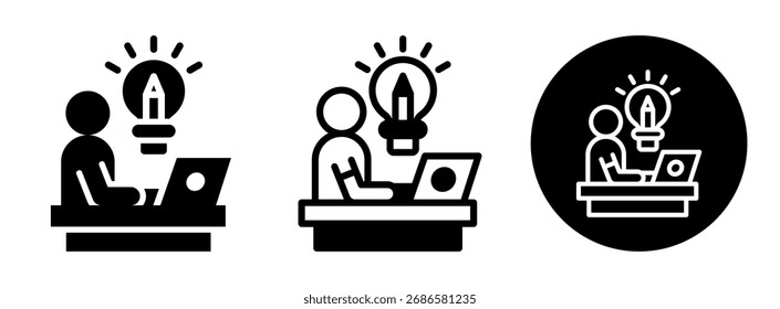 Creative Work Icon Collection Glyph and Mixed Vector Illustration