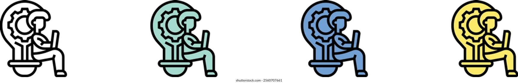 creative work icon. Outline, Green, Blue and Yellow Style Design Isolated On White Background
