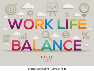 Creativo (balance de vida laboral) Palabra de bandera con icono, ilustración vectorial.
