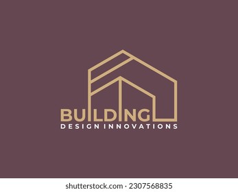 diseño de logotipo de marca de trabajo creativa inmobiliaria con estilo de arte de línea.