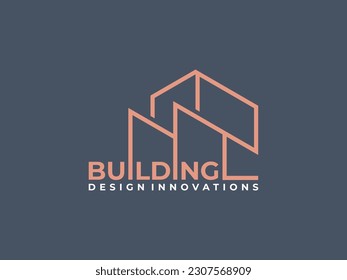 creative work mark real estate logo design with line art style.