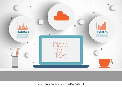 Creative workplace design. Eps10 vector