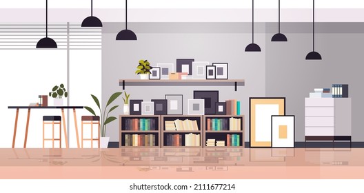 lugar de trabajo creativo gabinete moderno vacío no hay personas oficina interior centro de trabajo conjunto contemporáneo