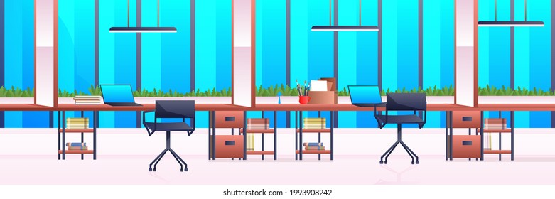 creative workplace modern open space empty nobody office interior contemporary co-working center