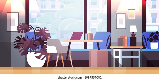 creative workplace modern open space empty nobody office interior contemporary co-working center