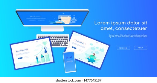 Creative workplace - modern vector colorful web banner