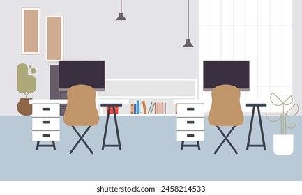 Creative workplace modern for work illustration