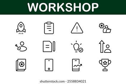 Creative Workshop Icon Set - Perfect for Tools, Maintenance, and Do-It-Yourself-Themed Projects