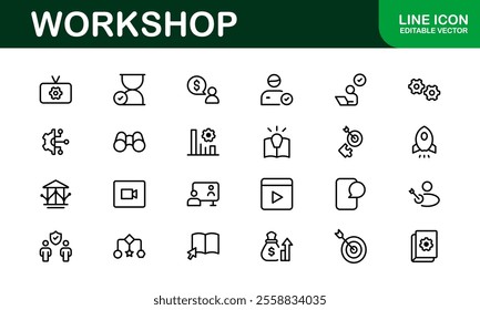 Creative Workshop Icon Set - Perfect for Tools, Maintenance, and Do-It-Yourself-Themed Projects