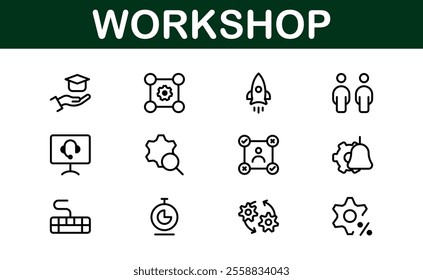 Creative Workshop Icon Set - Perfect for Tools, Maintenance, and Do-It-Yourself-Themed Projects