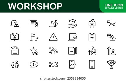 Creative Workshop Icon Set - Perfect for Tools, Maintenance, and Do-It-Yourself-Themed Projects