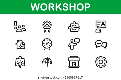 Creative Workshop Icon Set - Perfect for Tools, Maintenance, and Do-It-Yourself-Themed Projects