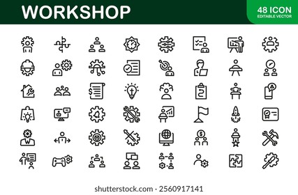 Creative Workshop Icon Set - Perfect for Tools, Maintenance, and Do-It-Yourself-Themed Projects