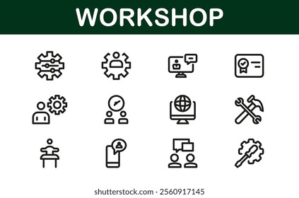 Creative Workshop Icon Set - Perfect for Tools, Maintenance, and Do-It-Yourself-Themed Projects