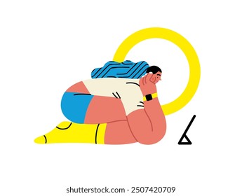 Creative workspace, modern flat vector concept illustration of a woman working sitting with a computer Remote work, flexibility, independence, efficiency, mobility, synergy, freedom