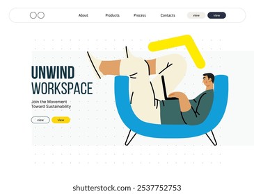 Creative workspace, modern flat vector concept illustration of a man working laying down with a computer Remote work, flexibility, independence, efficiency, mobility, synergy, freedom