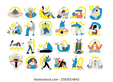 Creative workspace, modern flat vector concept illustration of a person working with a computer Remote work, flexibility, independence, efficiency, mobility, synergy, freedom