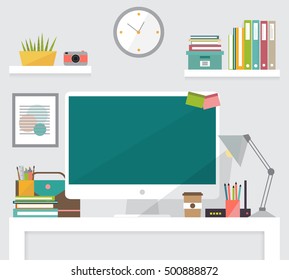 Creative Workspace Modern Flat Vector Illustration Stock Vector ...