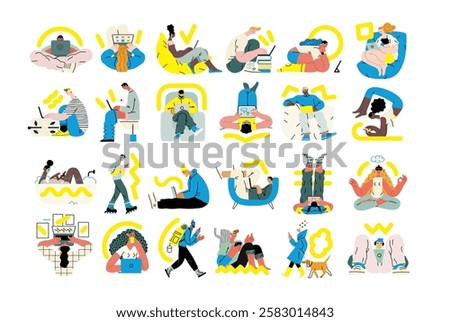 Creative workspace, modern flat vector concept illustration of a person working with a computer Remote work, flexibility, independence, efficiency, mobility, synergy, freedom