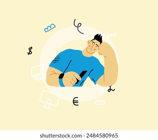 Creative Workspace: Video Conference, modern flat vector concept illustration of person engaging in virtual business meeting Connectivity, collaboration, digital interaction, remote work, productivity