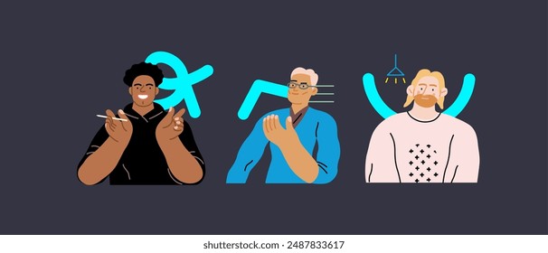 Creative Arbeitsbereich: Video-Konferenz, moderne flache Vektorgrafik-Konzept-Illustration von Personen, die an virtuellen Geschäftstreffen teilnehmen Konnektivität, Zusammenarbeit, digitale Interaktion, Remote-Arbeit, Produktivität