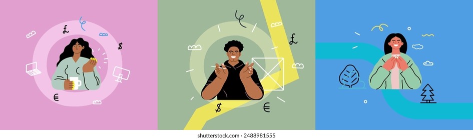Creative Workspace: Video Conference, modern flat vector concept illustration of person engaging in virtual business meeting Connectivity, collaboration, digital interaction, remote work, productivity
