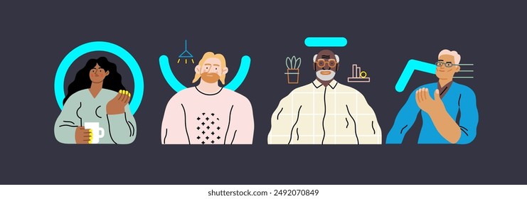 Creative Workspace: Video Conference, modern flat vector concept illustration of person engaging in virtual business meeting Connectivity, collaboration, digital interaction, remote work, productivity