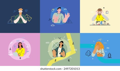 Espacio de trabajo Video creativo: Conferencia, ilustración moderna del concepto de Vector plano de la persona que participa en reuniones de negocios virtuales Conectividad, colaboración, interacción digital, trabajo remoto, productividad