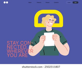 Creative Workspace: Video Conference, modern flat vector concept illustration of person engaging in virtual business meeting Connectivity, collaboration, digital interaction, remote work, productivity
