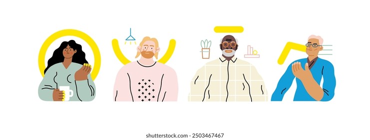 Creative Workspace: Video Conference, modern flat vector concept illustration of person engaging in virtual business meeting Connectivity, collaboration, digital interaction, remote work, productivity