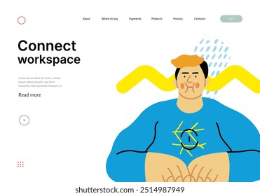 Creative Workspace: Video Conference, modern flat vector concept illustration of person engaging in virtual business meeting Connectivity, collaboration, digital interaction, remote work, productivity