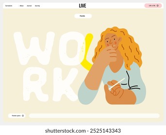 Creative Workspace: Video Conference, modern flat vector concept illustration of person engaging in virtual business meeting Connectivity, collaboration, digital interaction, remote work, productivity