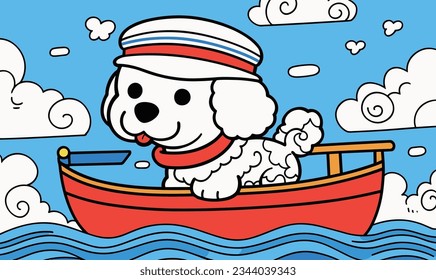 Creative World of Cartoon Puppies, Navy Caps, and Ships