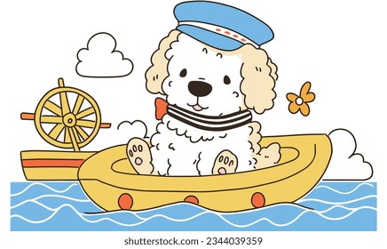 Creative World of Cartoon Puppies, Navy Caps, and Ships
