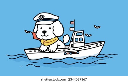 Creative World of Cartoon Puppies, Navy Caps, and Ships