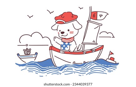 Creative World of Cartoon Puppies, Navy Caps, and Ships