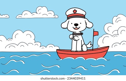 Creative World of Cartoon Puppies, Navy Caps, and Ships