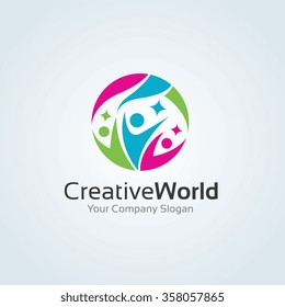 Creative World Family Logo Template.