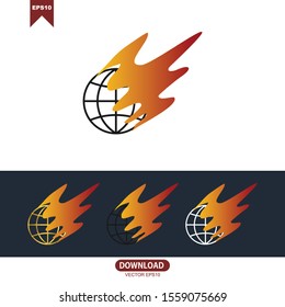Creative world fire concept logo vector design template