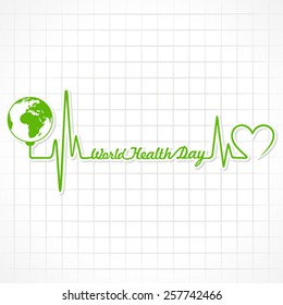 Creative World Health Day Greeting with heartbeatstock vector